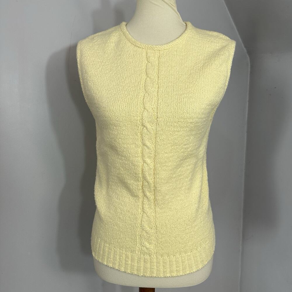 Vintage LL Bean Butter Yellow Knit Top Preppy Old Money New England Coastal Sz L - Picture 6 of 10
